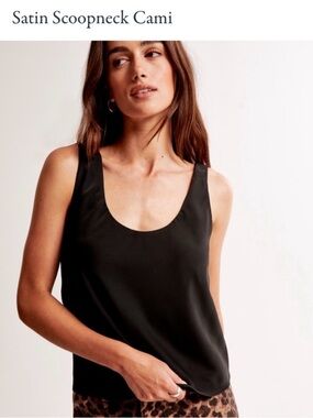 NWT - Abercrombie & Fitch Satin Scoopneck Cami - Black